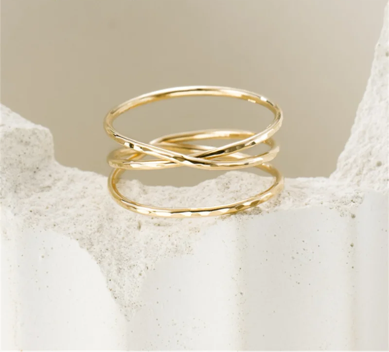 Luna Cross 14K Gold Ring