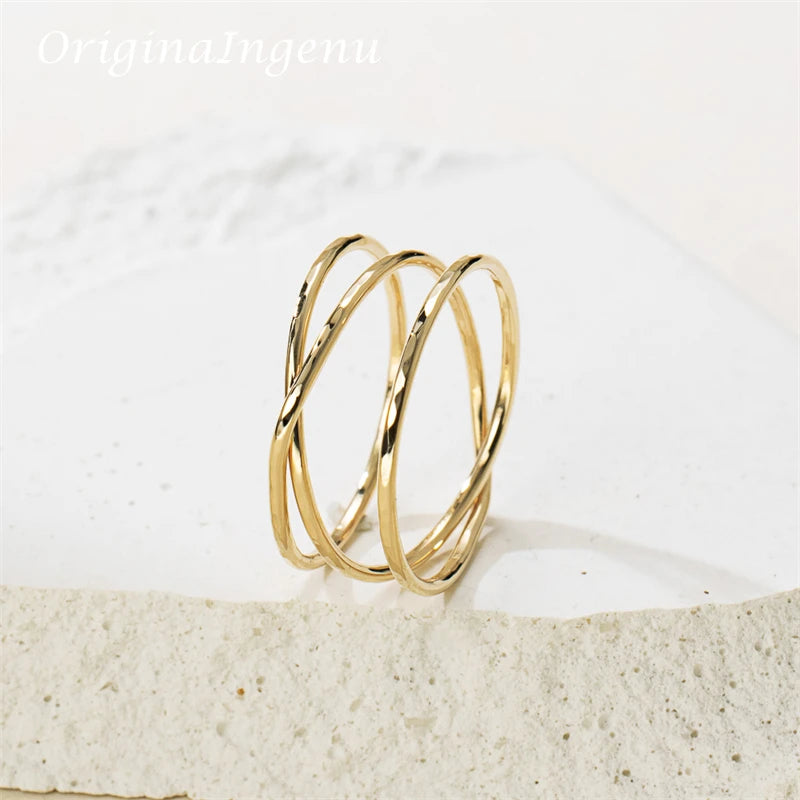 Luna Cross 14K Gold Ring